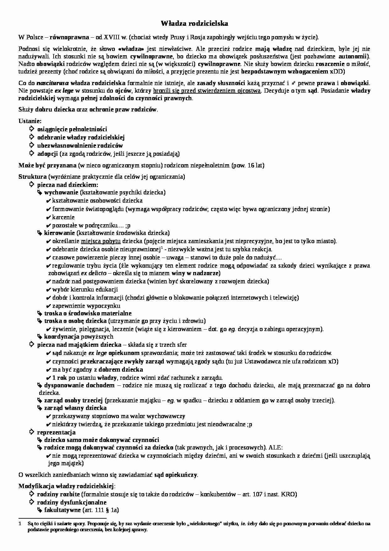 Władza rodzicielska - omówieni - strona 1