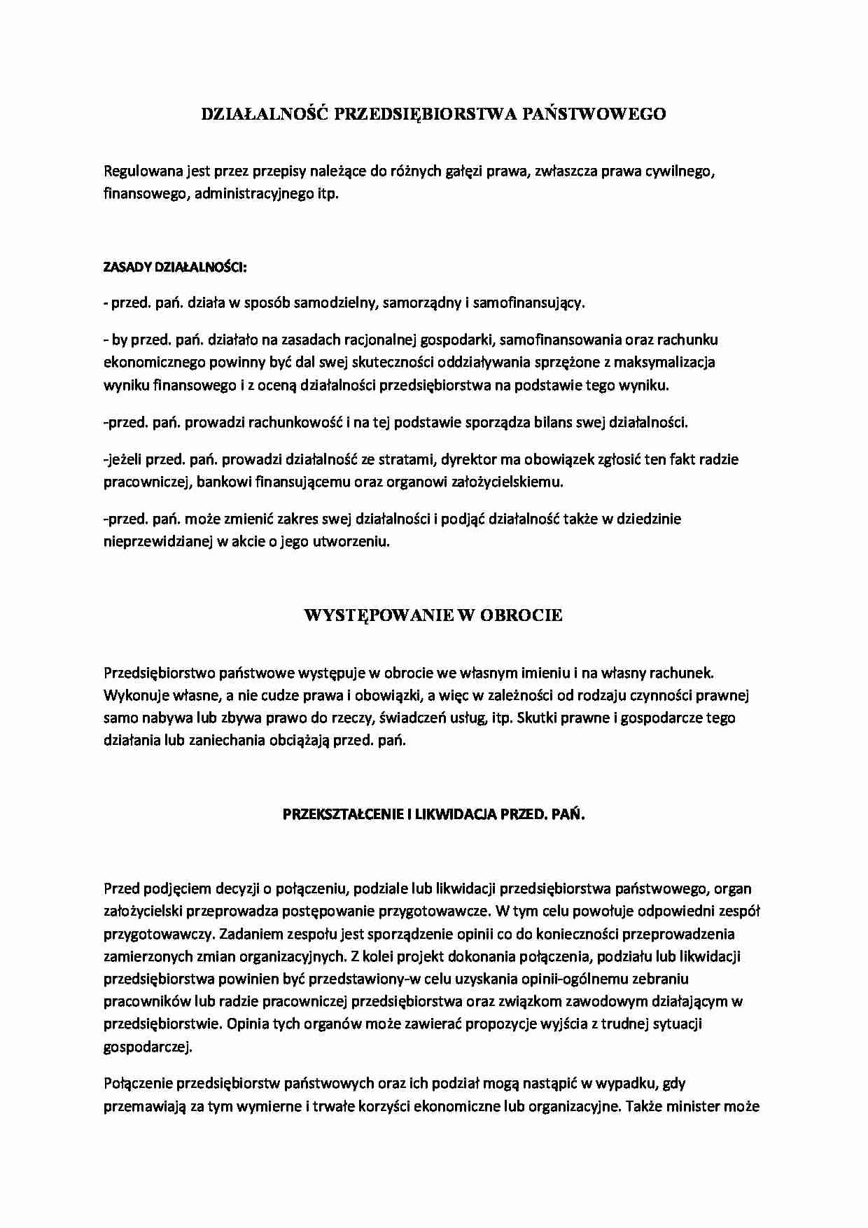 Przedsiębiorstwo państwowe - omówienie (II sem) - strona 1
