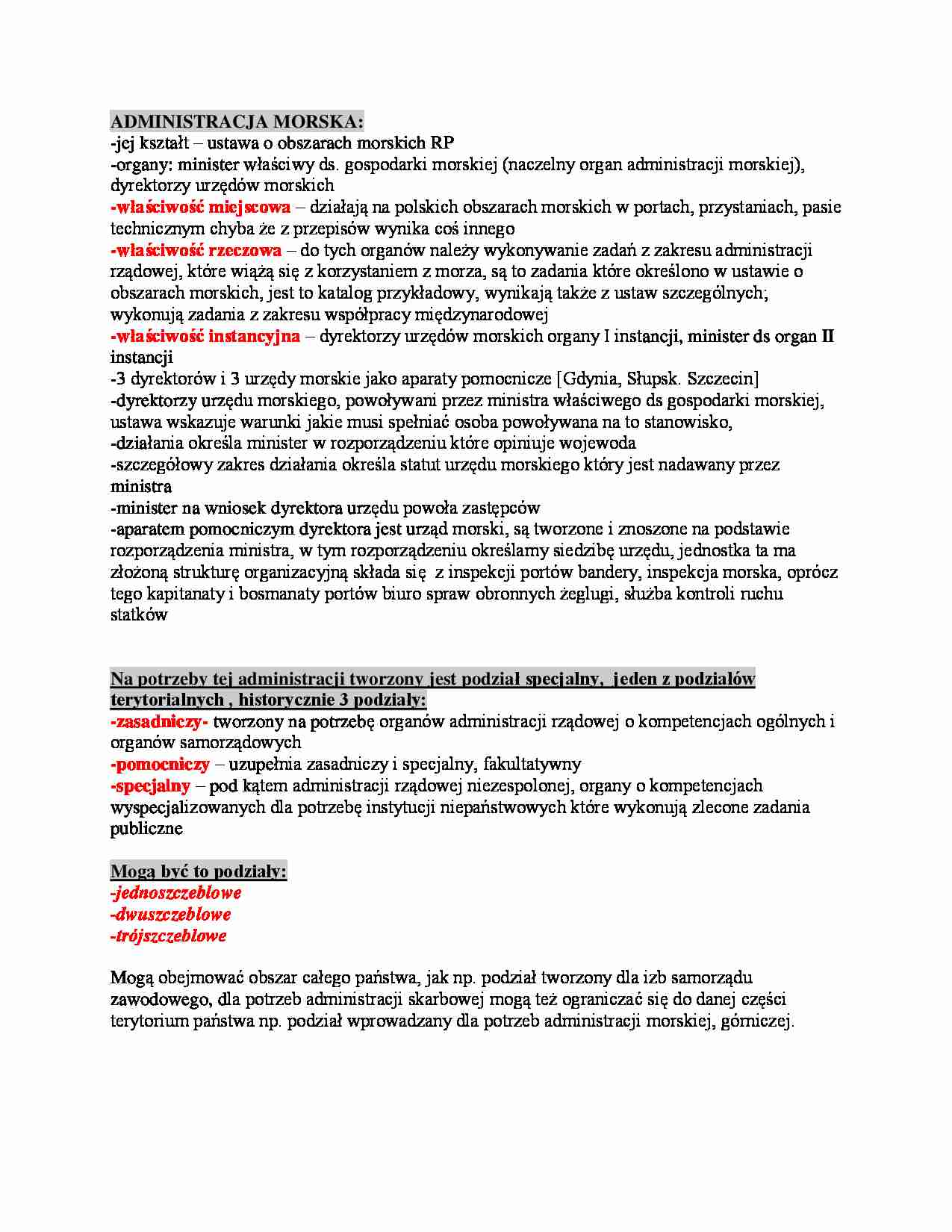 Administracja morska - omówienie(II sem) - strona 1