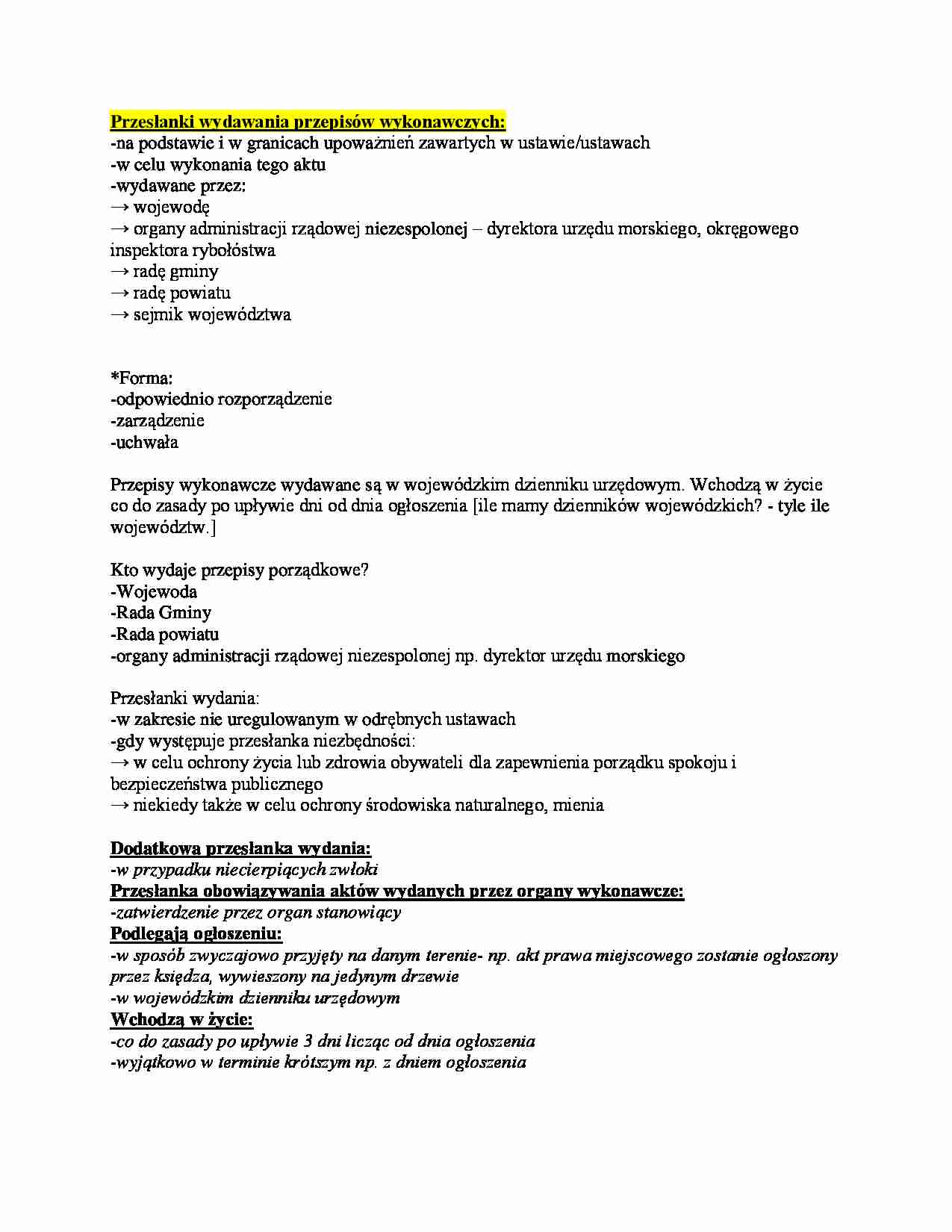 Akty wykonawcze - omówienie(I sem) - strona 1