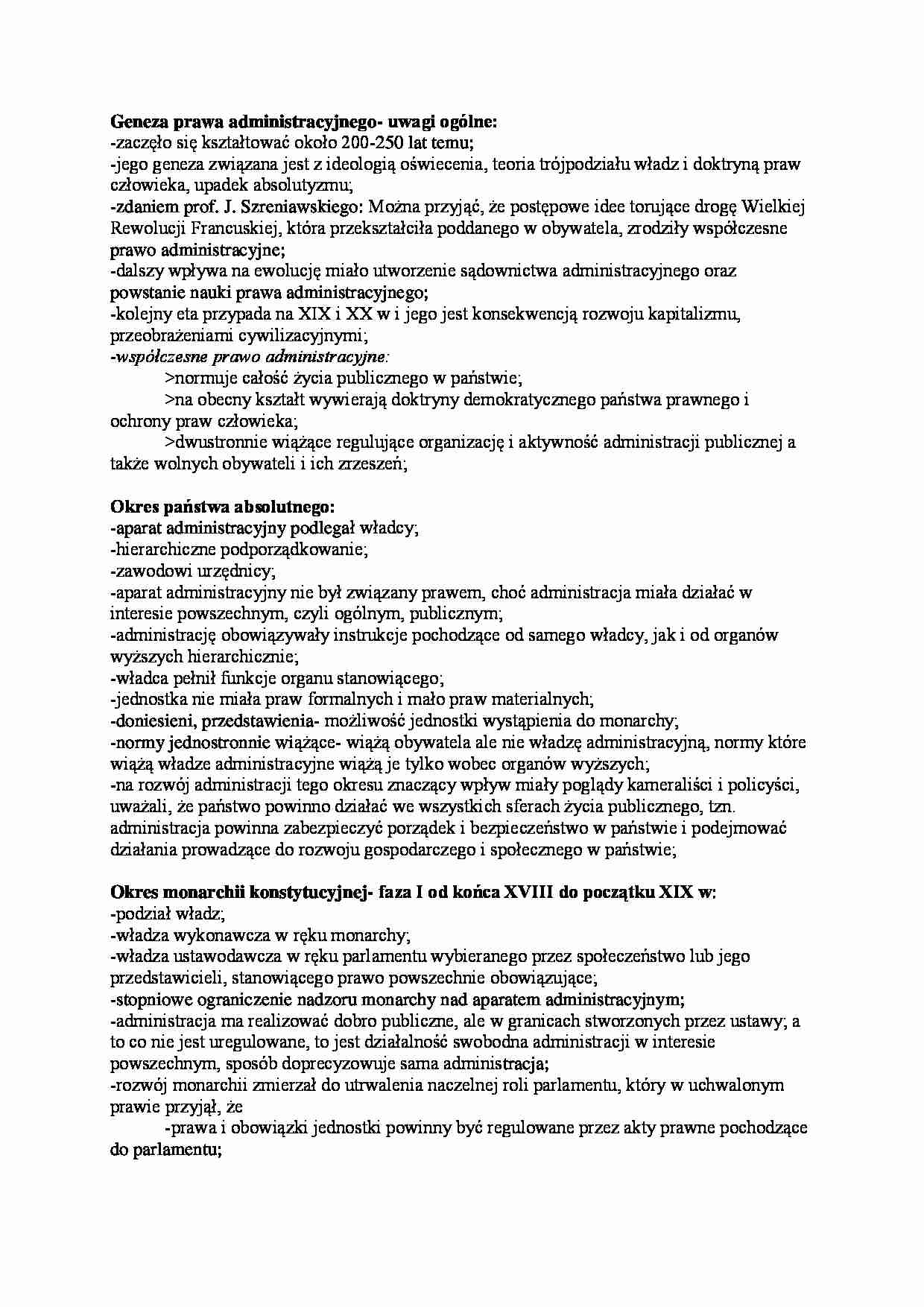 Historia prawa administracyjnego - omówienie (I sem) - strona 1
