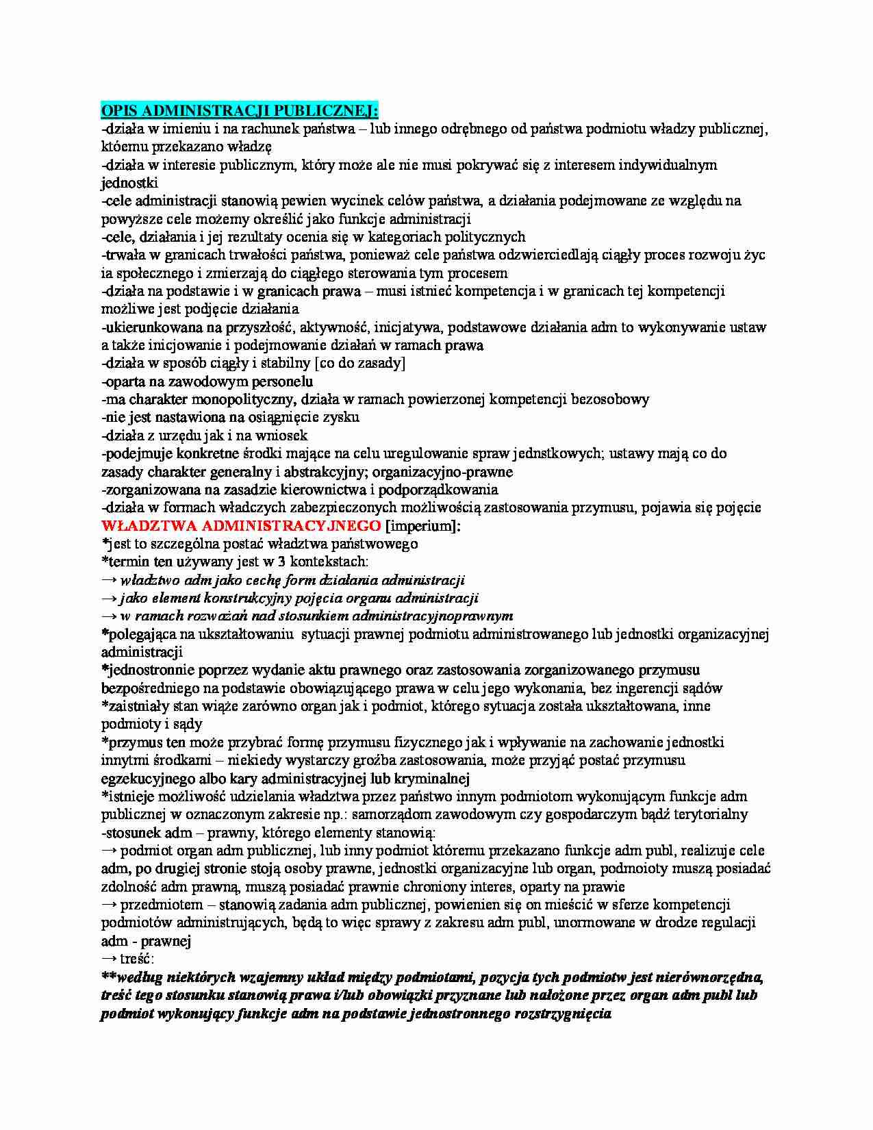 Opis administracji - omówienie(I sem) - strona 1