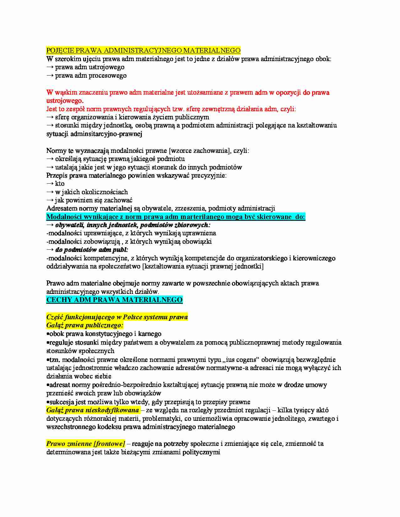 Prawo materialne  - omówienie (I sem) - strona 1