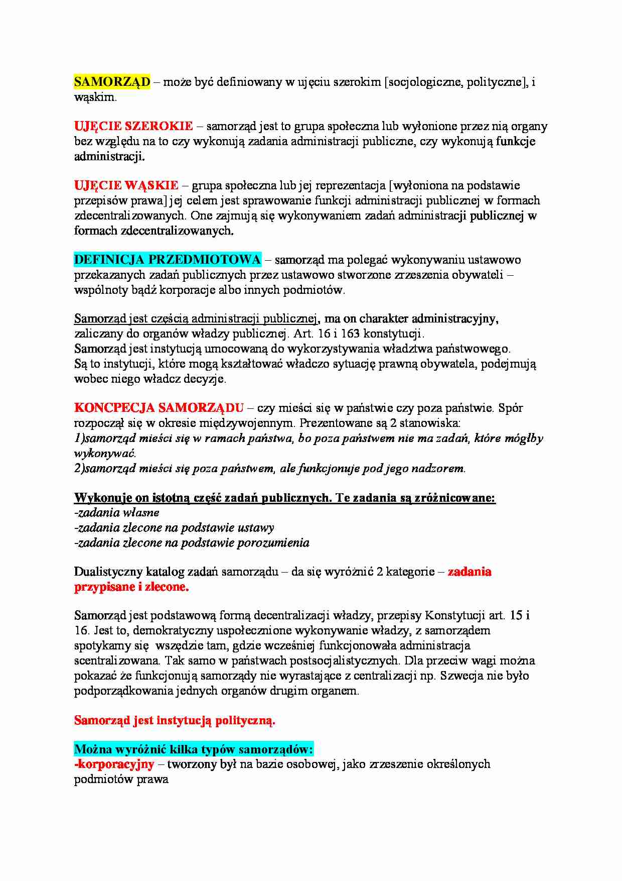 Samorząd - omówienie (II sem) - strona 1