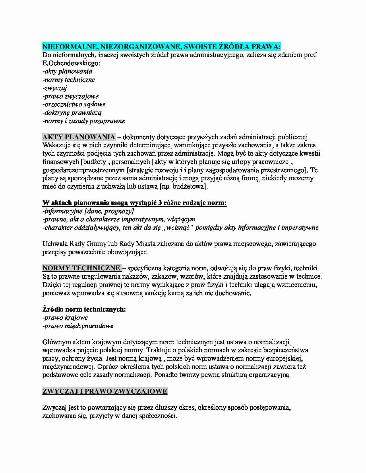 Swoiste źródła prawa - omówienie (I sem) - strona 1