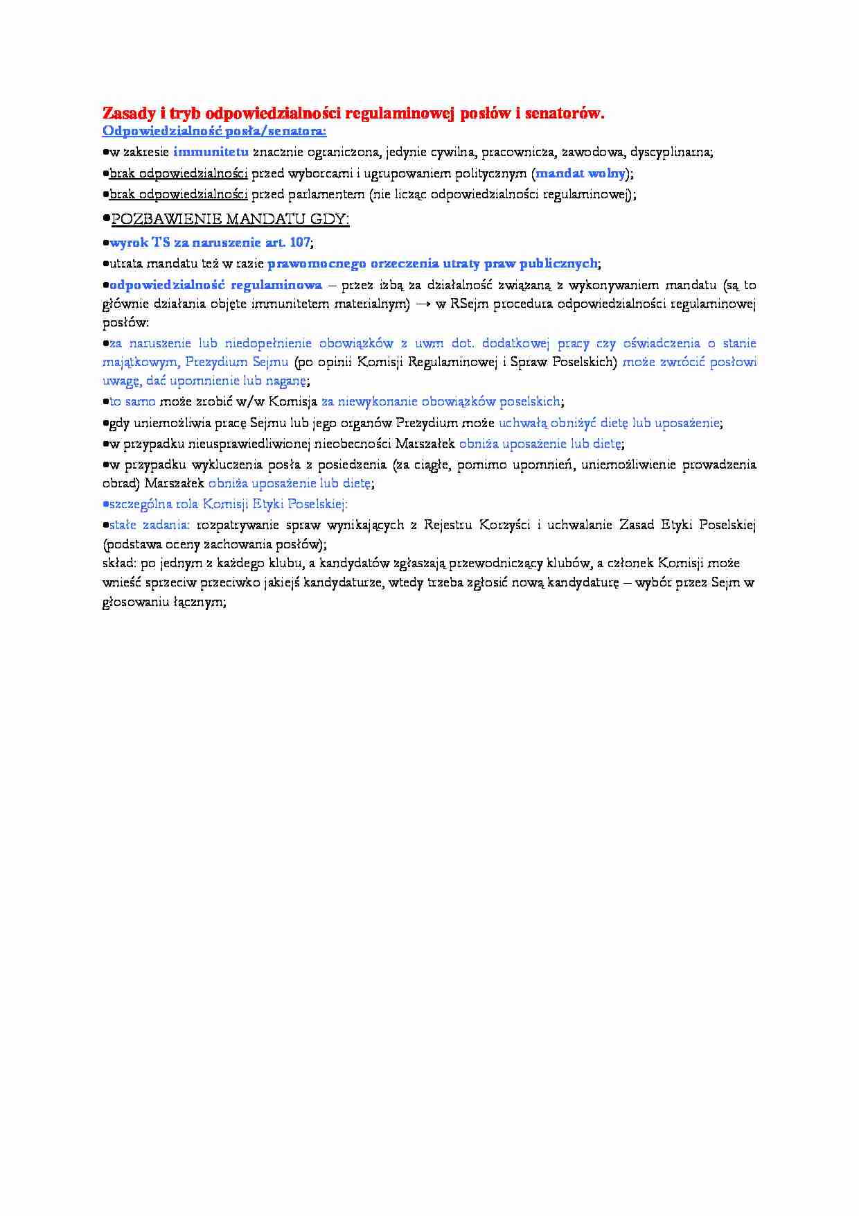 odpowiedzialność  posłów - omówienie - strona 1