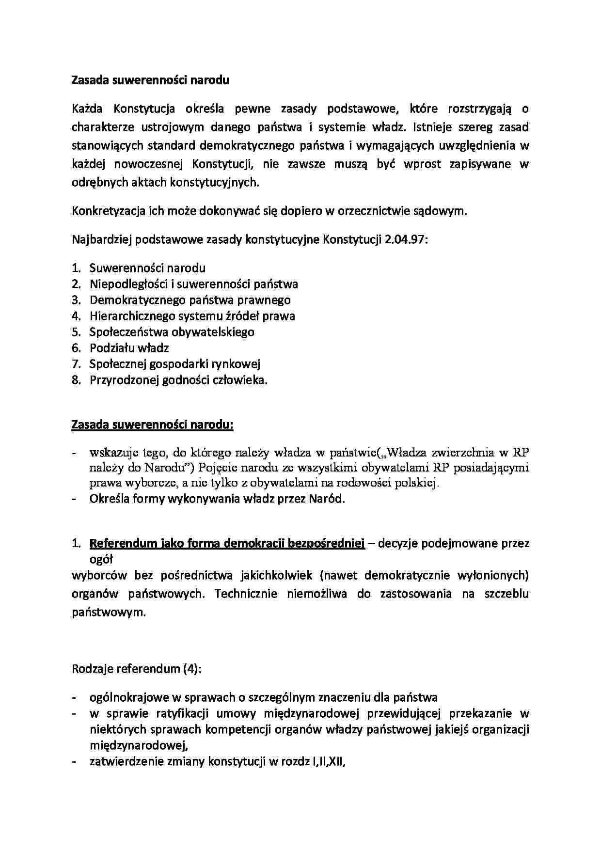 Suwerenność narodu - omówienie  - strona 1