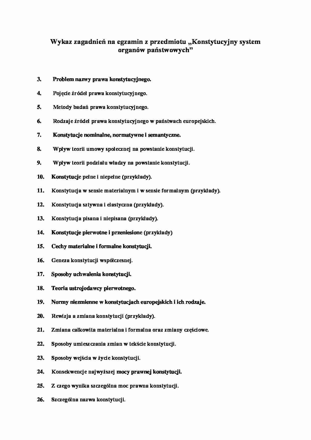 Prawo konstytucyjne - zagadnienia  - strona 1