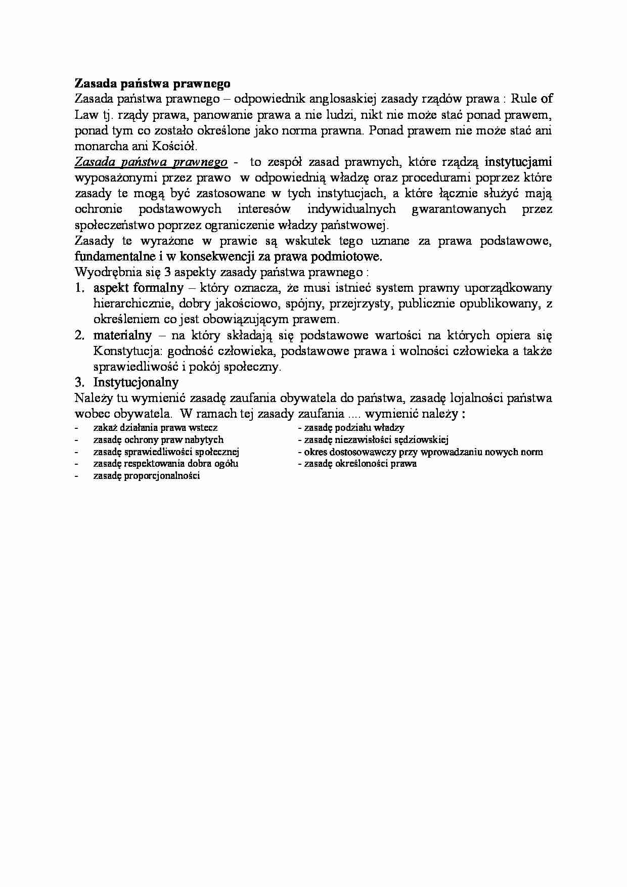 zasady państwa prawnego - omówienie  - strona 1