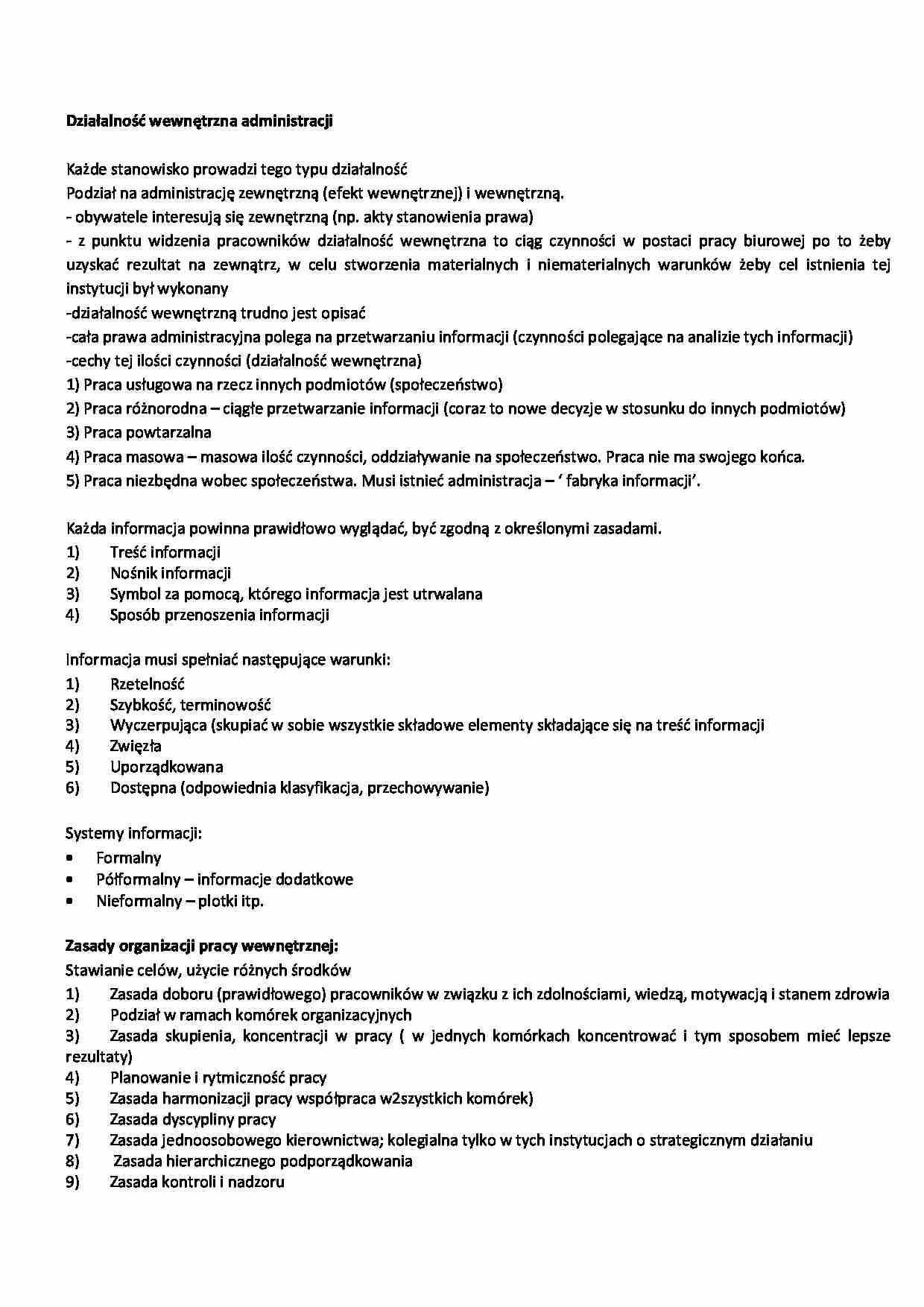 Działalność wewnętrzna administracji - omówienie - strona 1