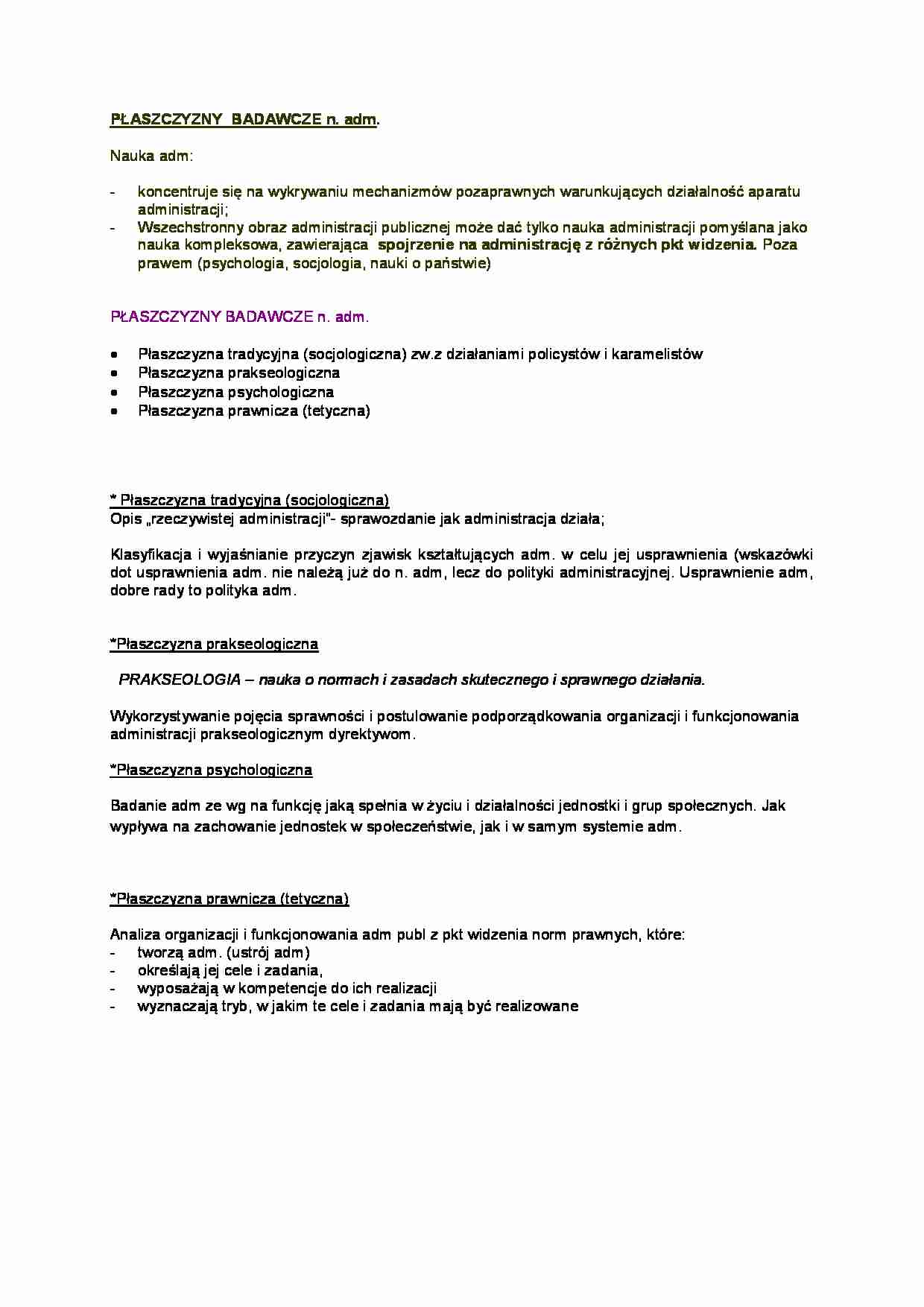 Płaszczyzny badawcze - omówienie - strona 1