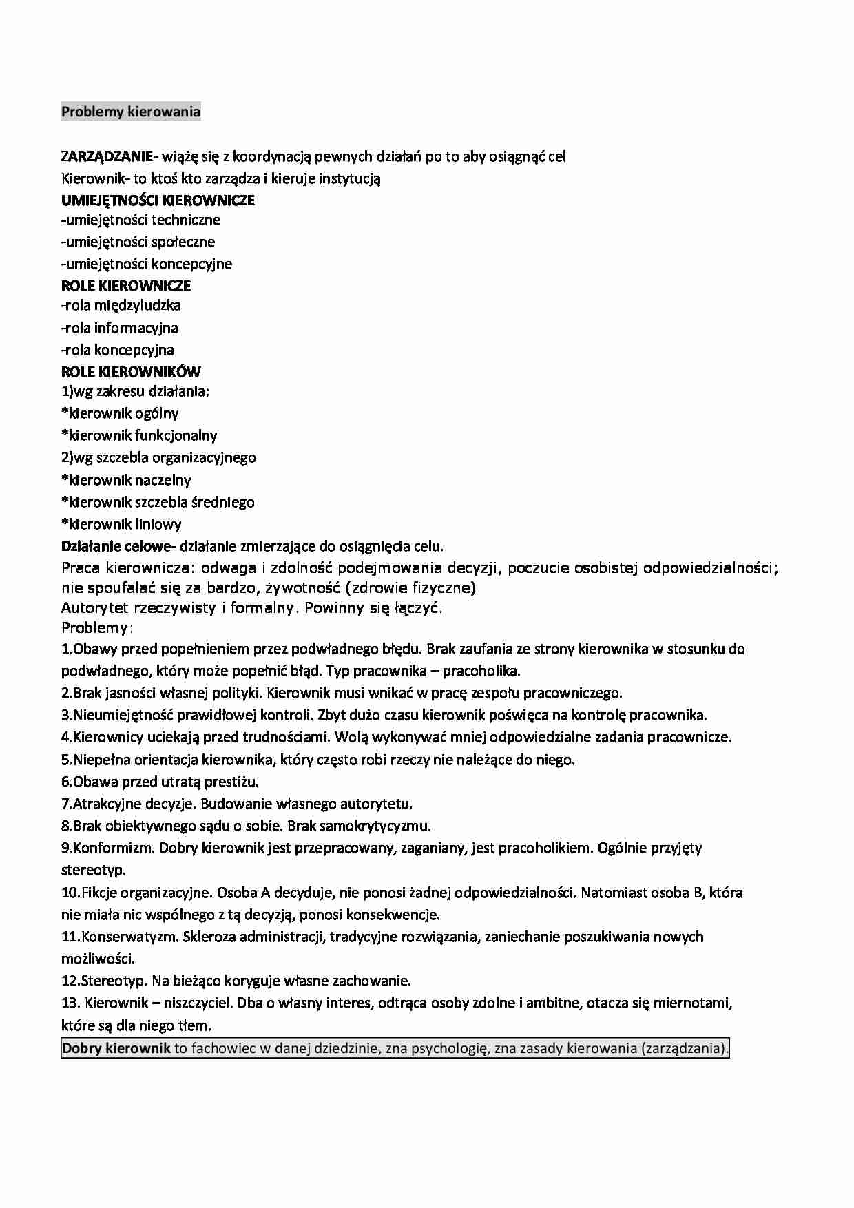 Problemy kierowania - omówienie - strona 1