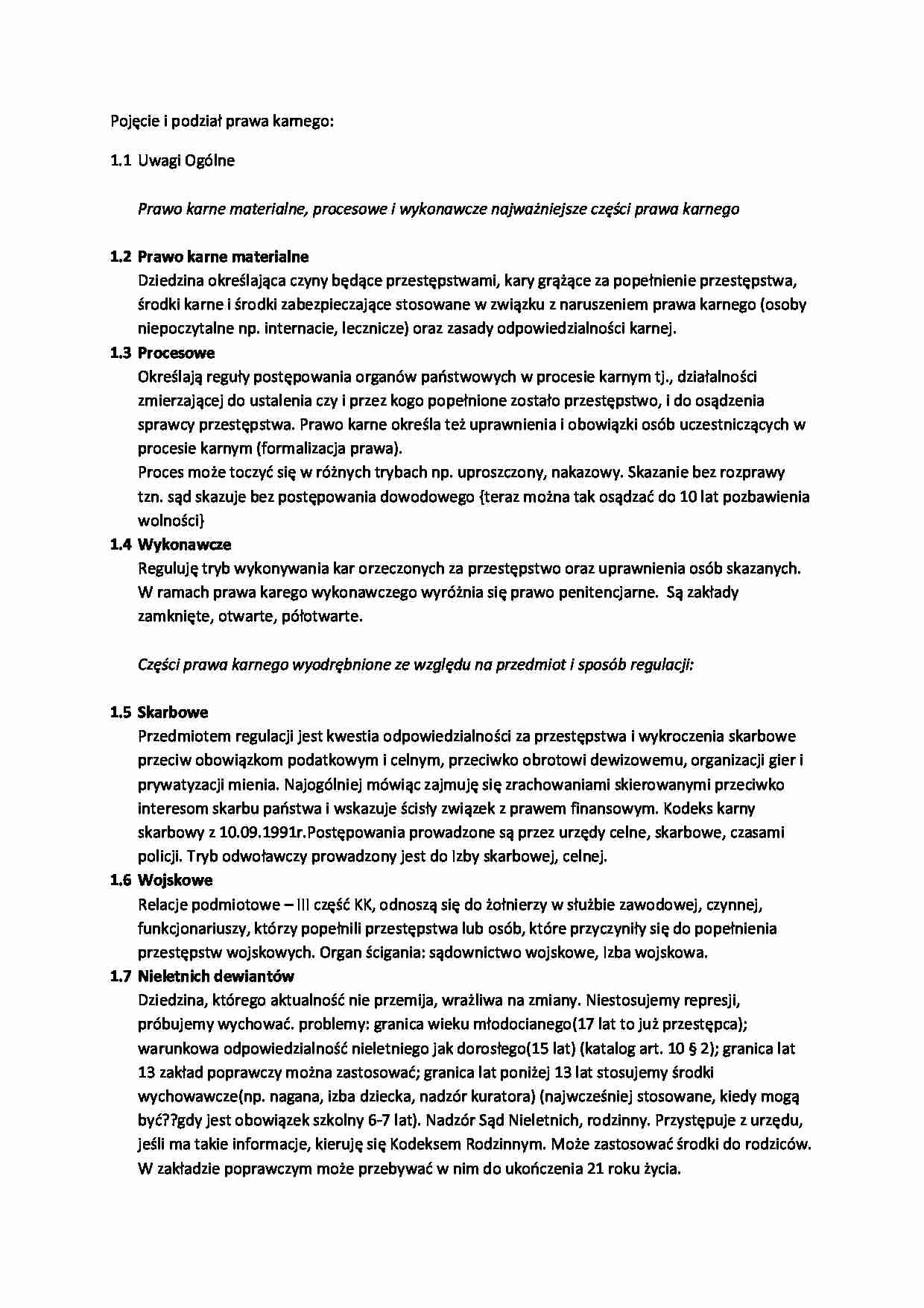 Pojęcia i podział prawa karnego - omówienie - strona 1