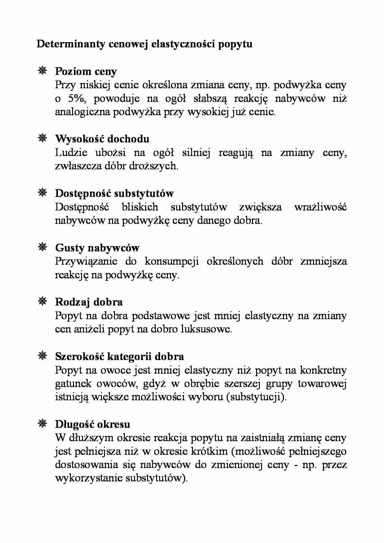 Determinanty cenowej elastyczności popytu - omówienie - strona 1