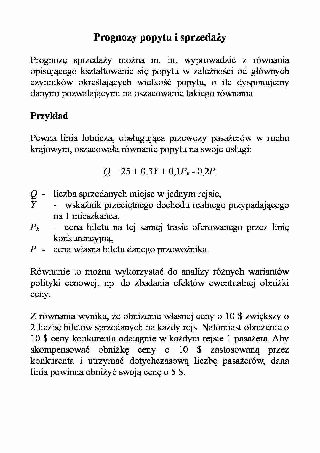 Prognozy popytu i sprzedaży - omówienie - strona 1