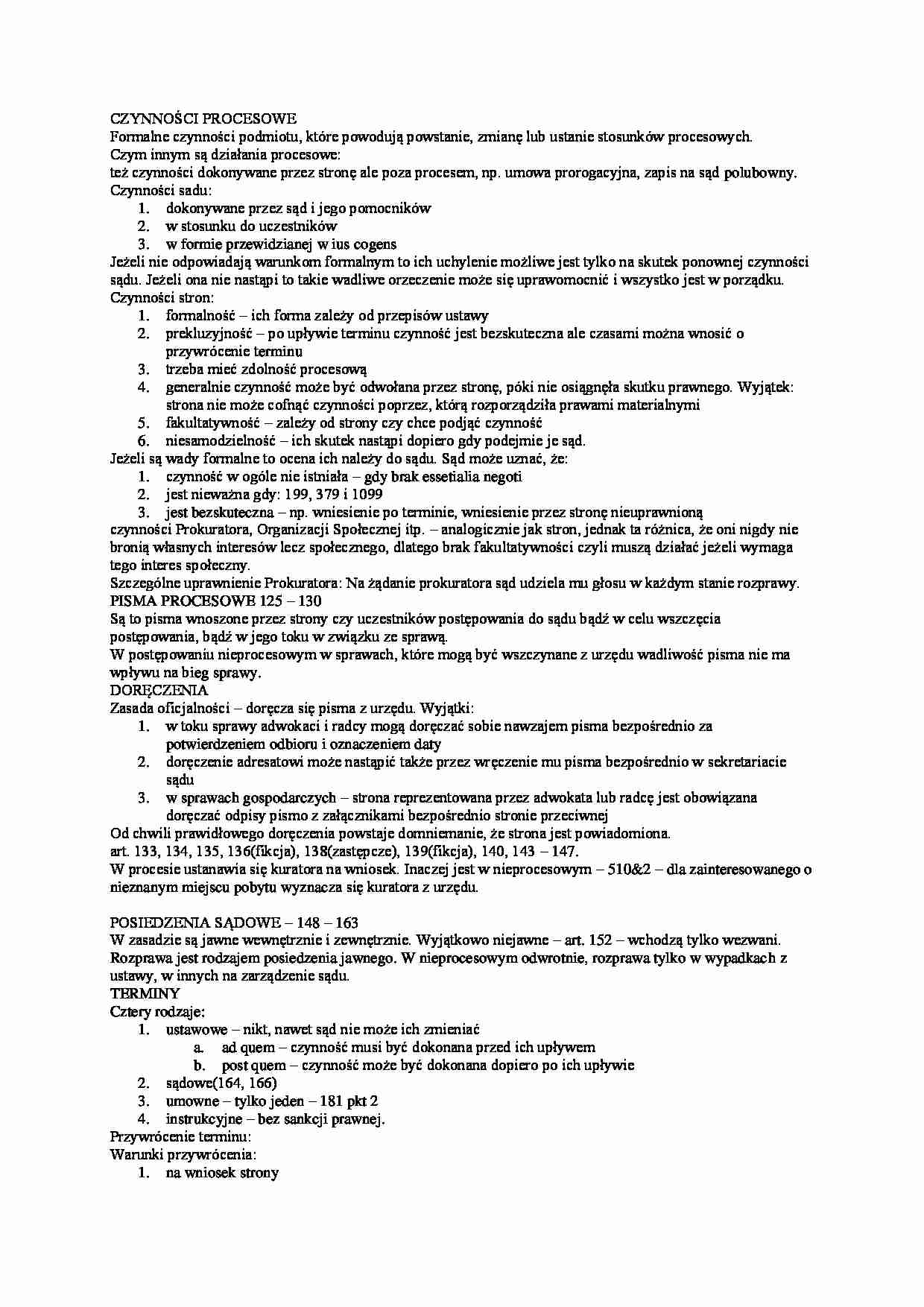 Czynności procesowe - omówienie - strona 1