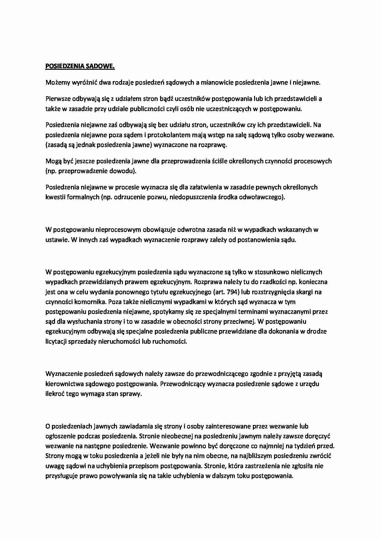 Posiedzenia sądowe - omówienie - strona 1