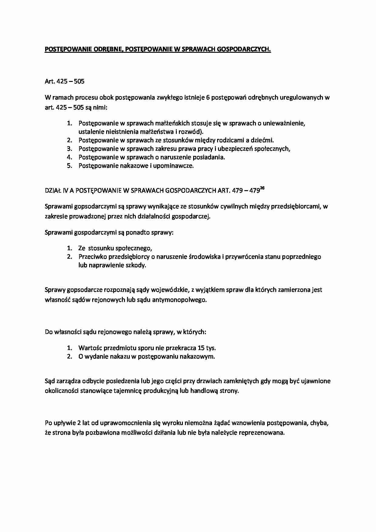 postępowanie odrębne - omówienie - strona 1