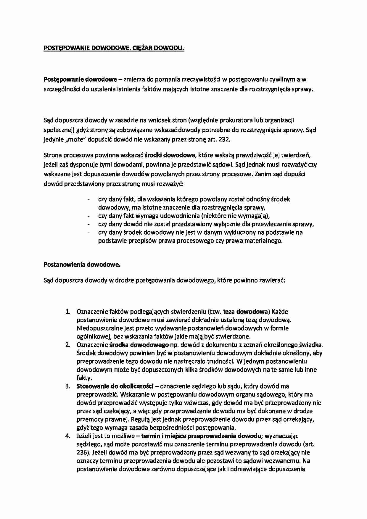 Postępowanie dowodowe - omówienie - strona 1