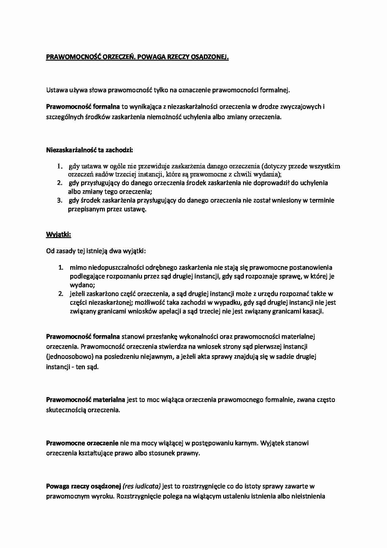 Prawomocność orzeczeń - omówienie - Prawomocność formalna - strona 1