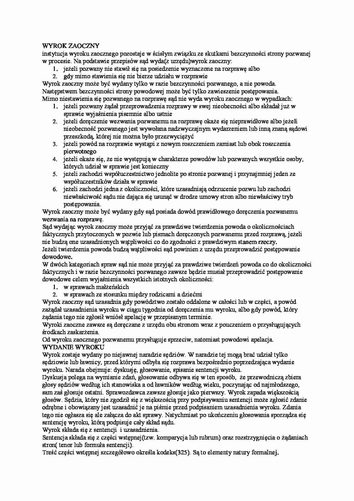 Wyrok zaoczny - omówienie - strona 1