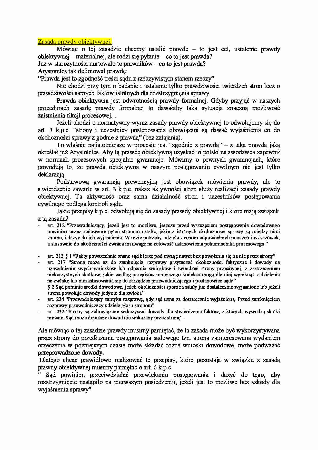 Zasada prawdy obiektywnej - omówienie - strona 1