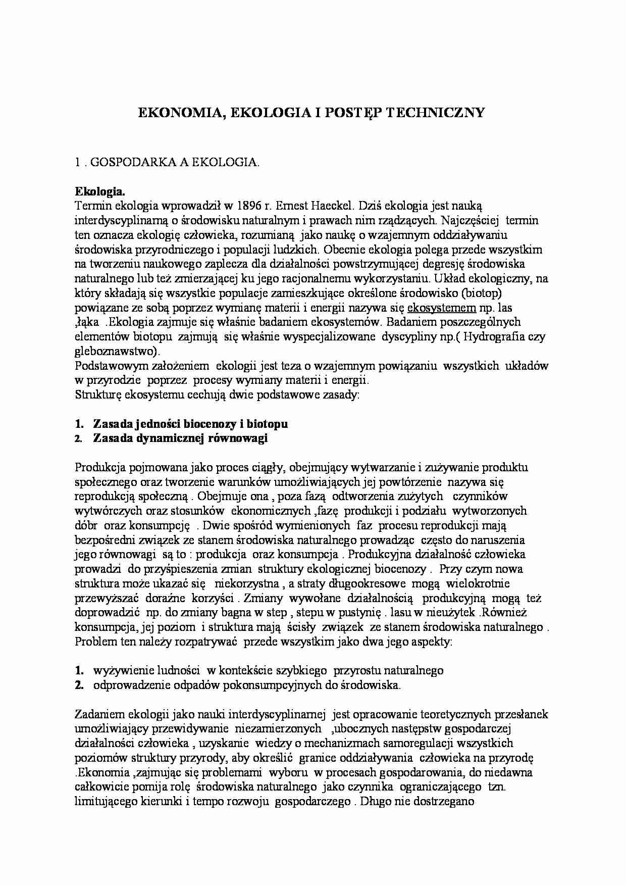 Gospodarka a ekologia - omówienie - strona 1