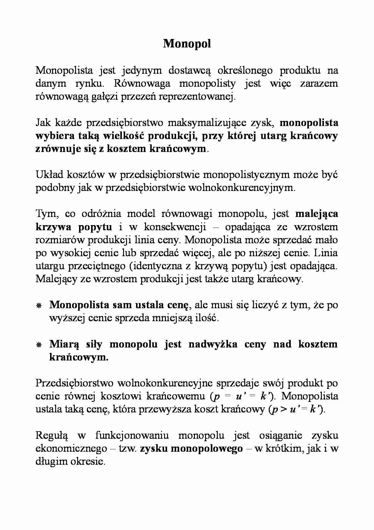 Monopol - omówienie - krzywa   popytu - strona 1