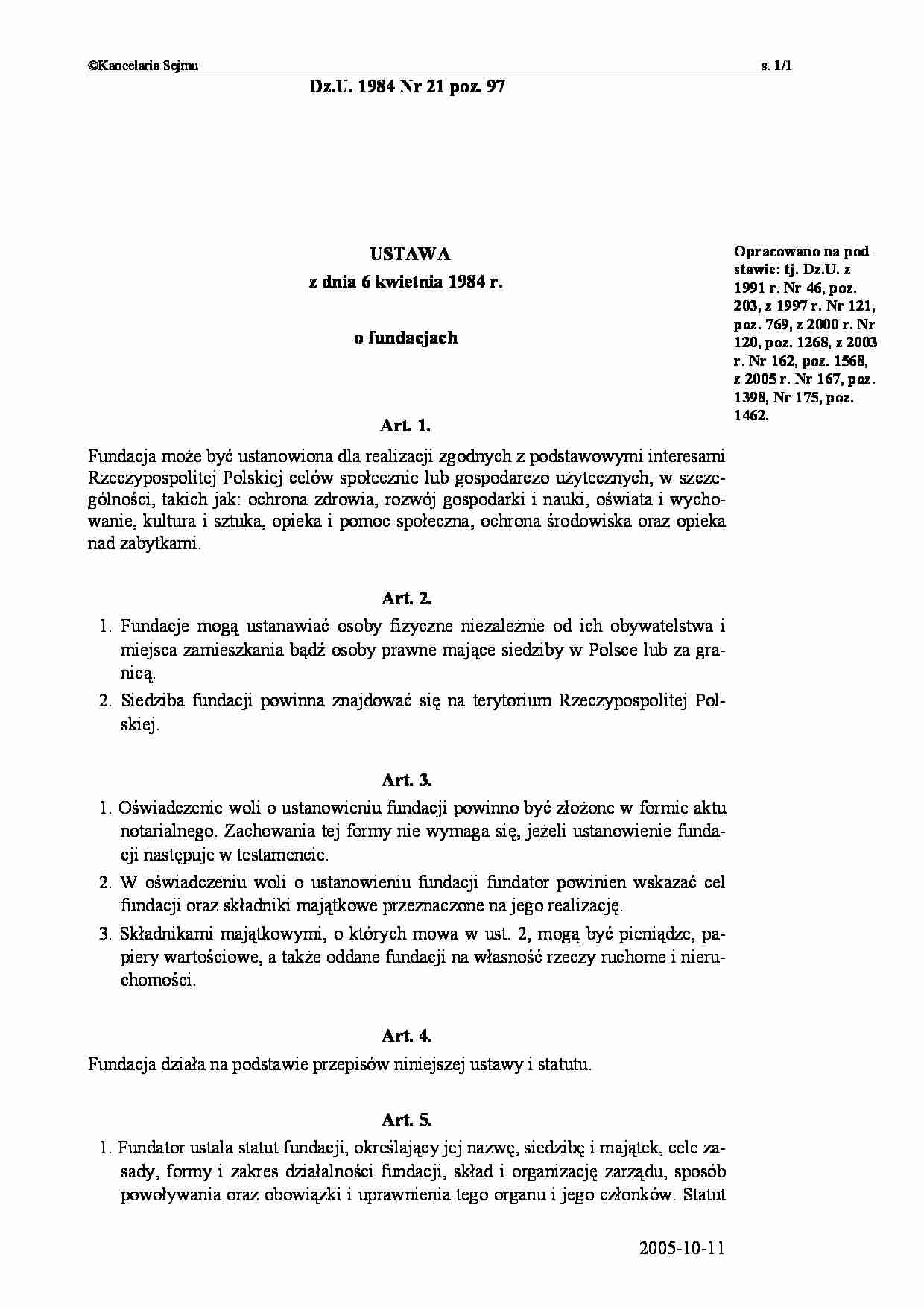 Fundacje - omówienie  - strona 1