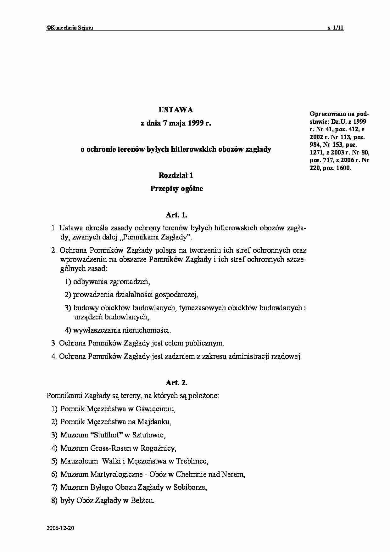 Ochrona terenów byłych hitlerowskich obozów zagłady - omówienie - strona 1