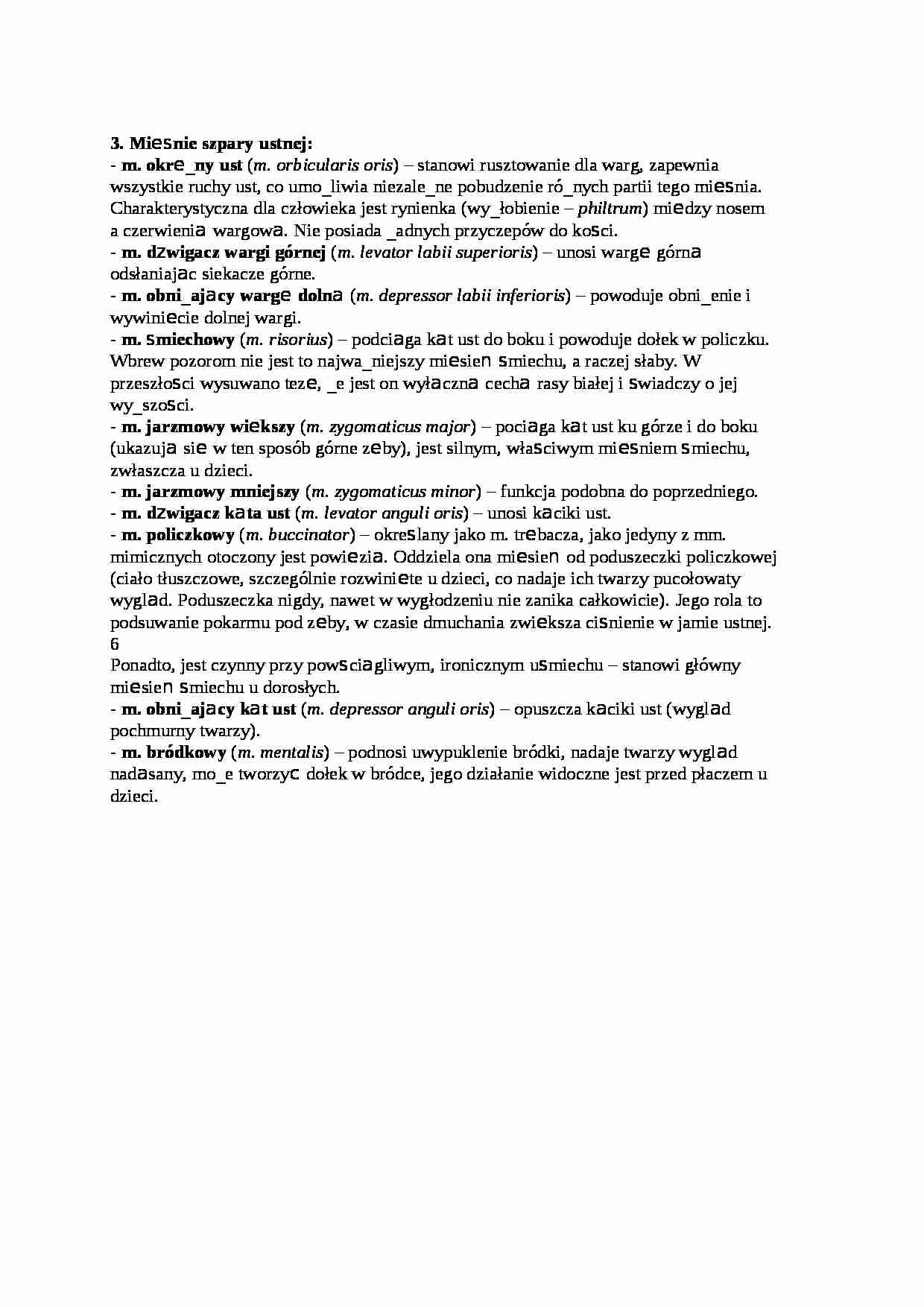 Wykład - mięśnie szpary ustnej, sem IV - strona 1