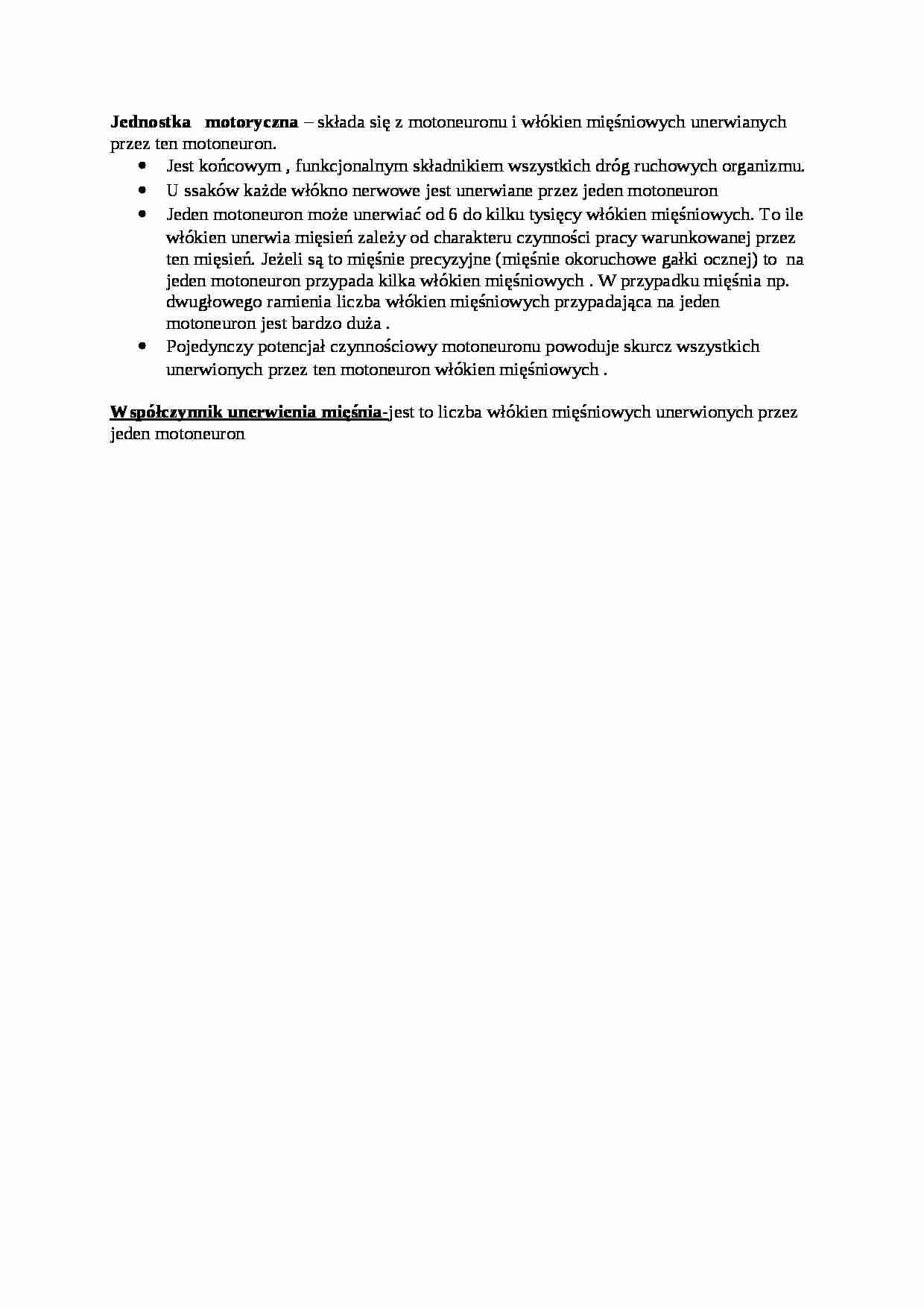 Opracowanie - jednostka motoryczna, sem I-IV - strona 1