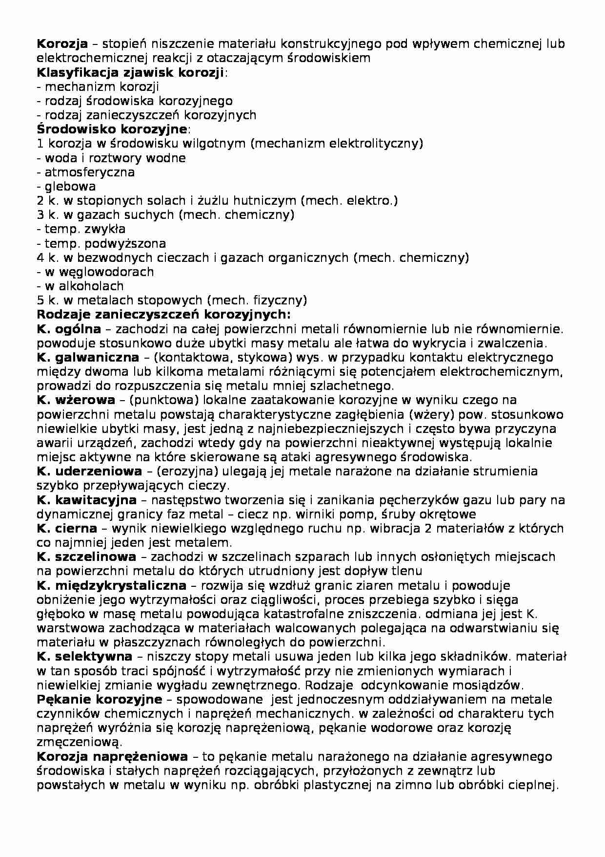 Wykład - pojęcie korozji - strona 1