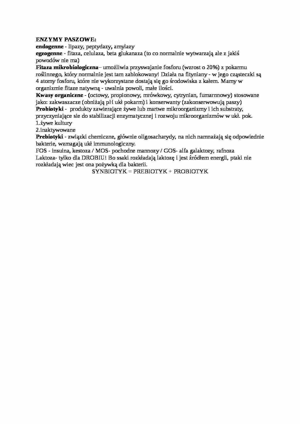 Wykład - enzymy paszowe, sem IV - strona 1