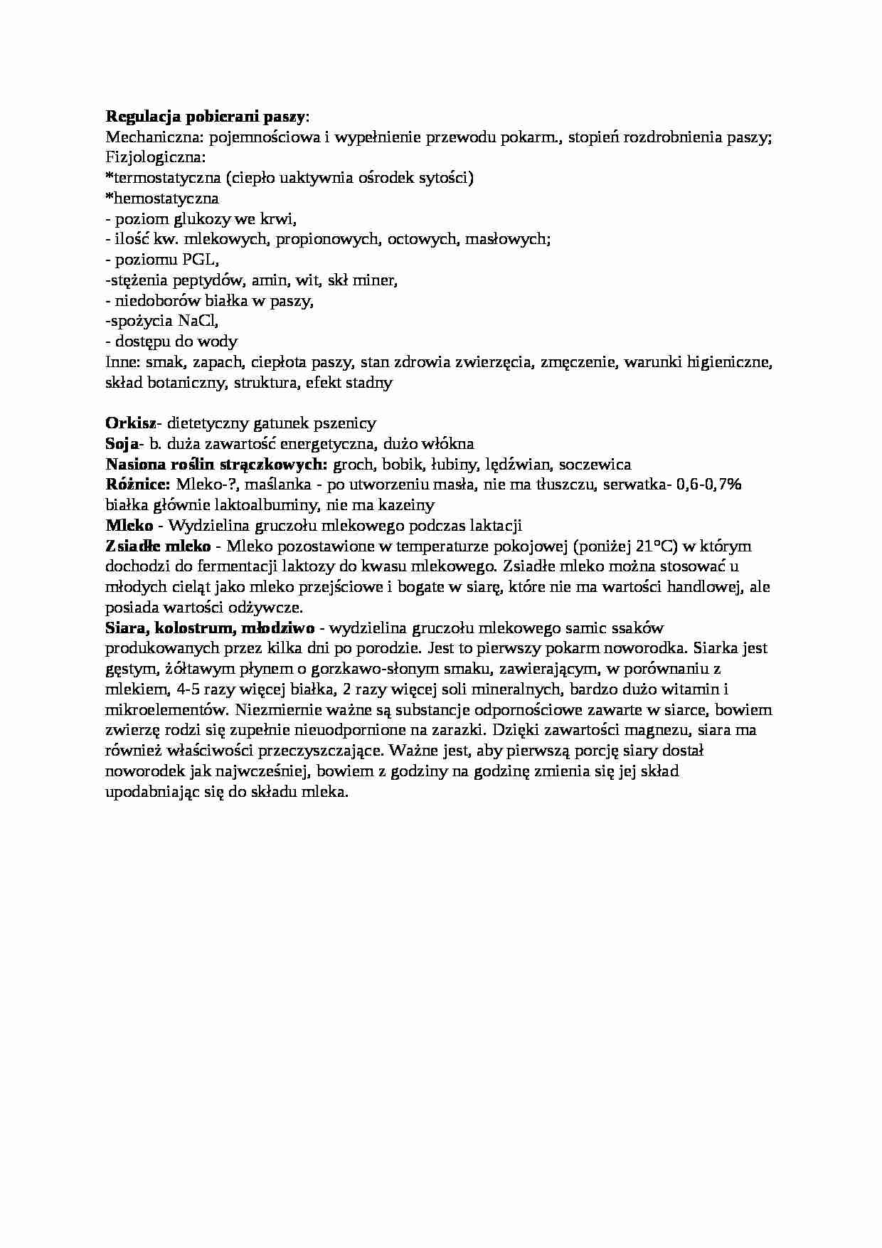 Wykład - regulacja pobierania pasz, sem IV - strona 1