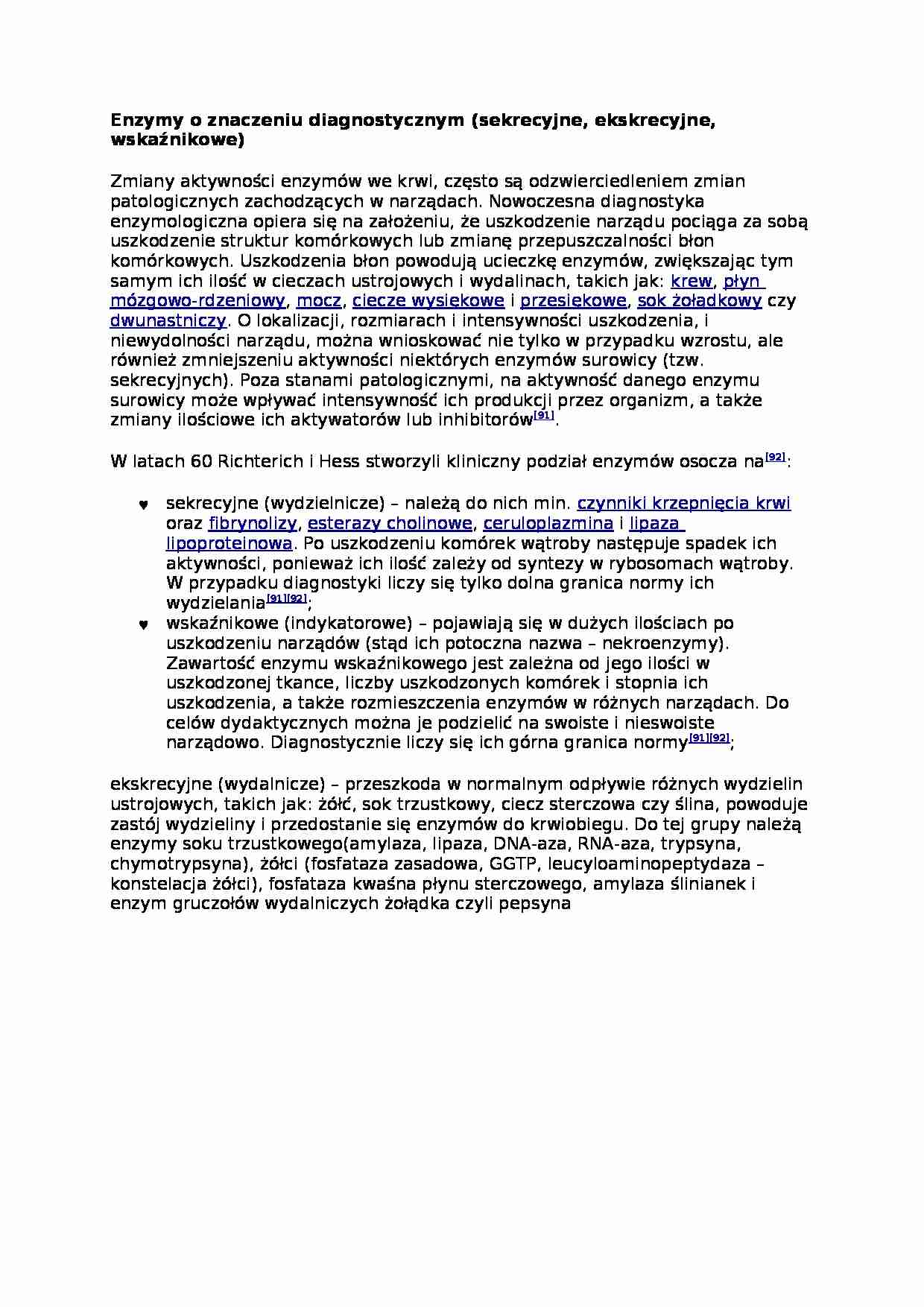 Enzymy o znaczeniu diagnostycznym - wykład - strona 1