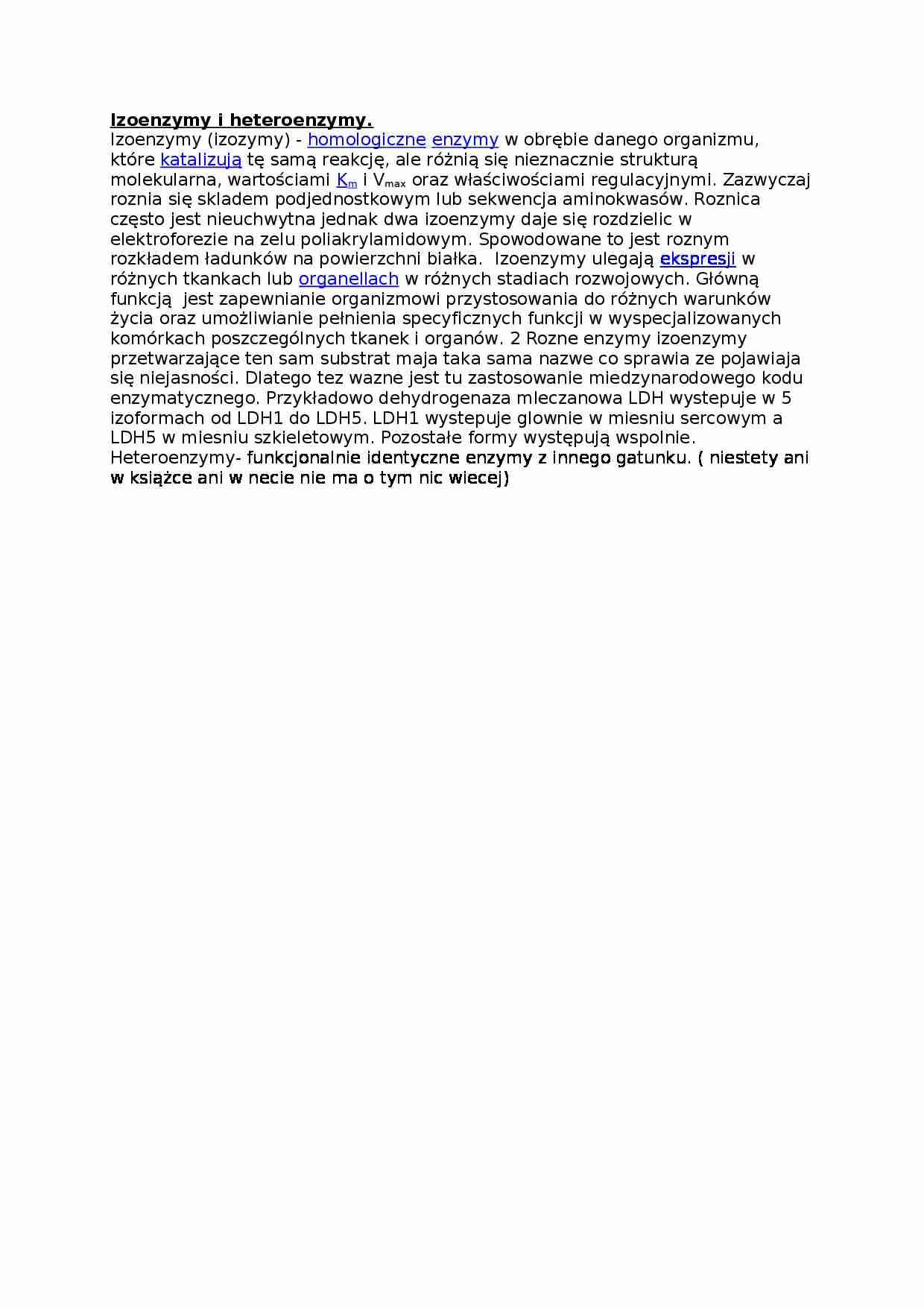 Wykład - izoenzymy i heteroenzymy - strona 1