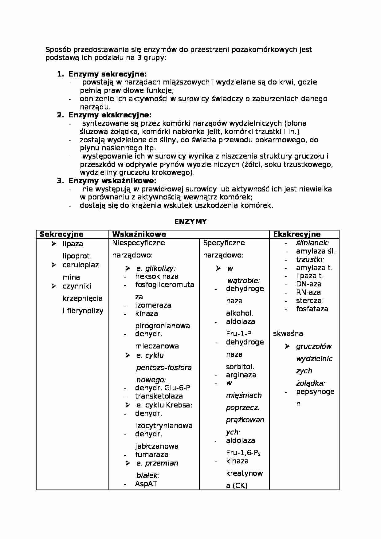 Wykład - sposób przedostawania się enzymów - strona 1