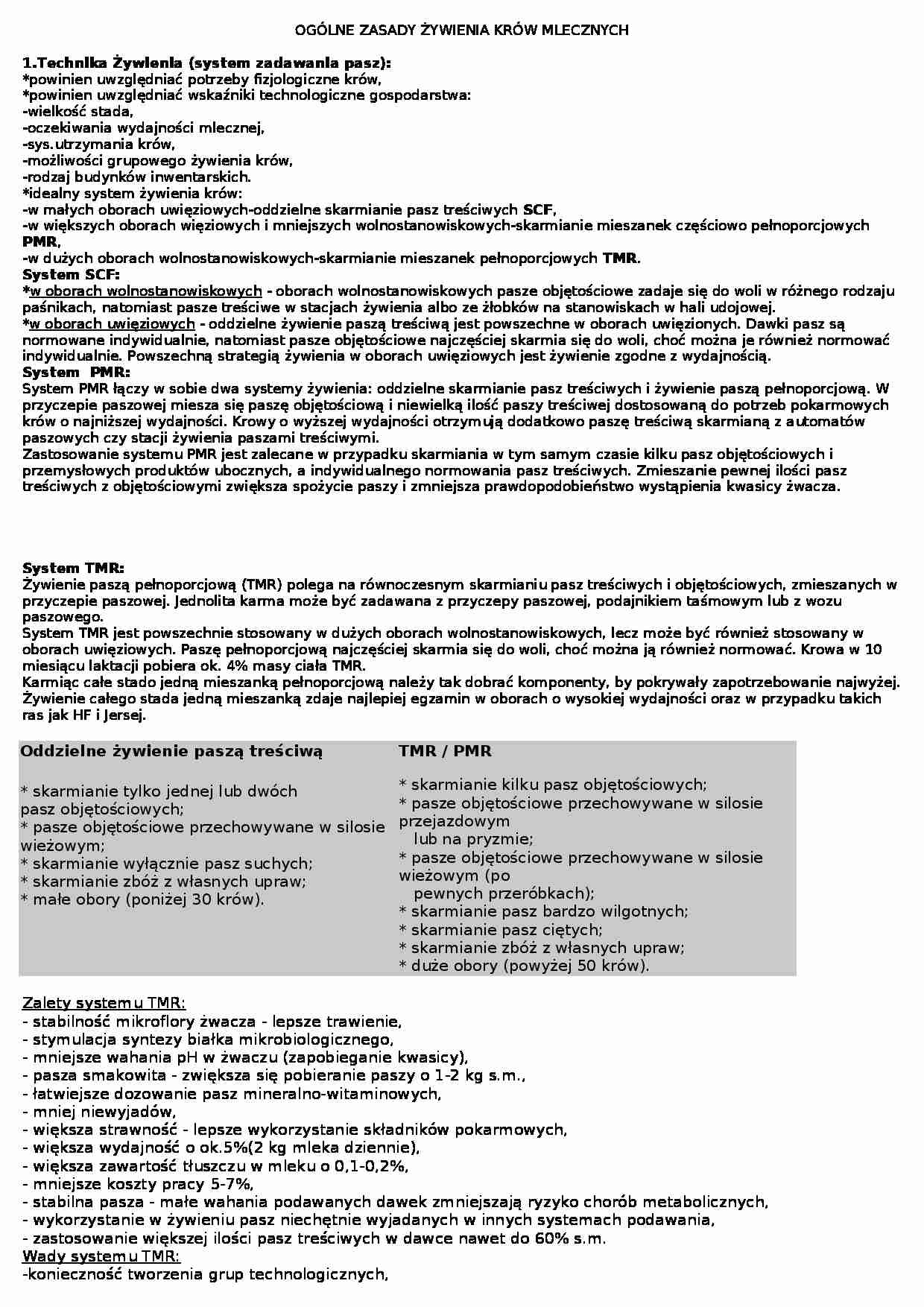 Wykład - ogólne wskaźniki żywienia krów mlecznych, sem II - strona 1