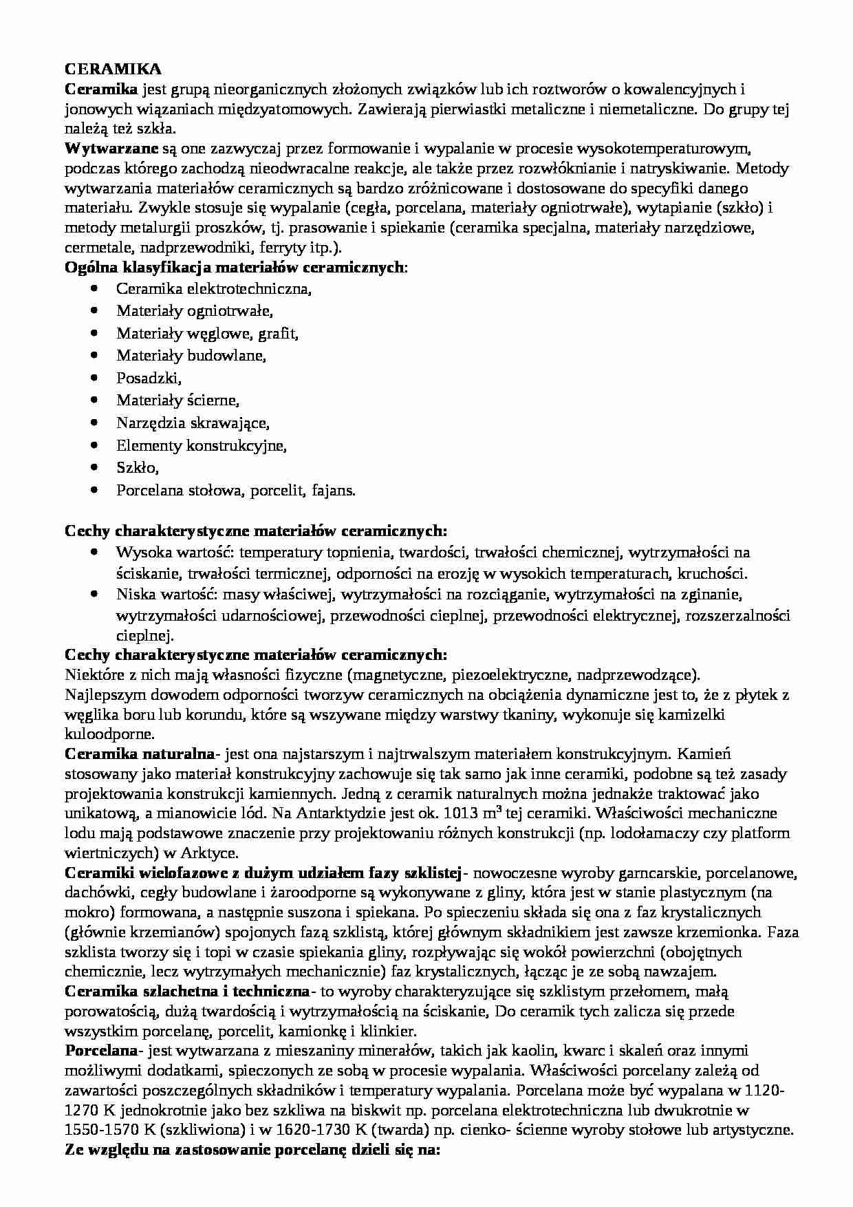 Ceramika, materialy ceramiczne - strona 1
