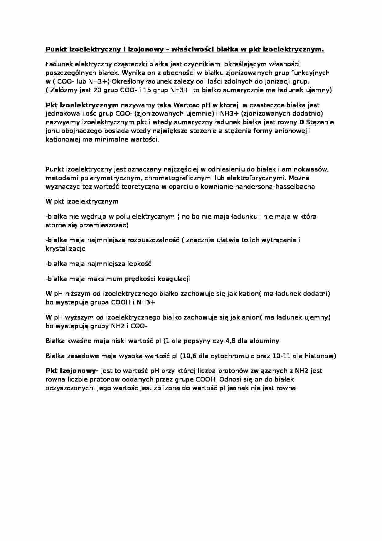Budowa, punkt izoelektryczny - wykład - strona 1