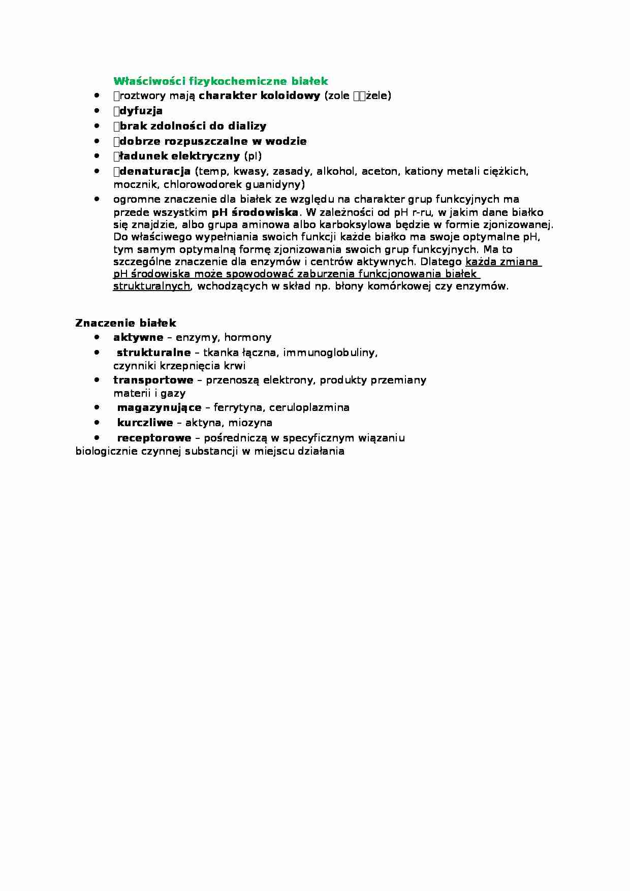 Właściwości fizykochemiczne białek - wykład - strona 1