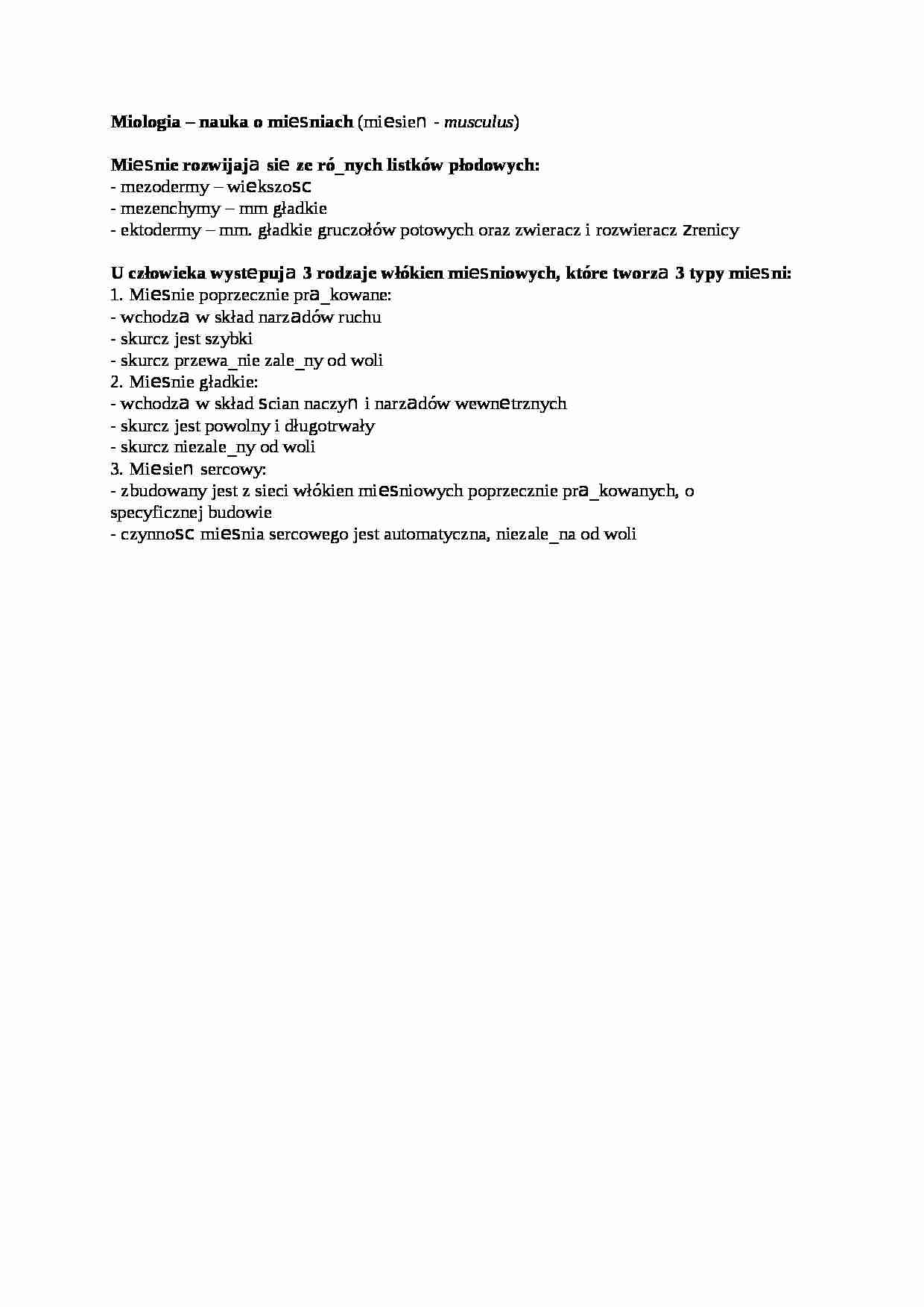 Miologia - wykład, sem IV - strona 1