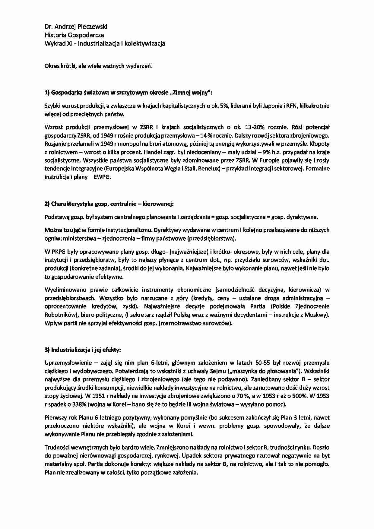  Industrializacja i kolektywizacja-opracowanie - strona 1