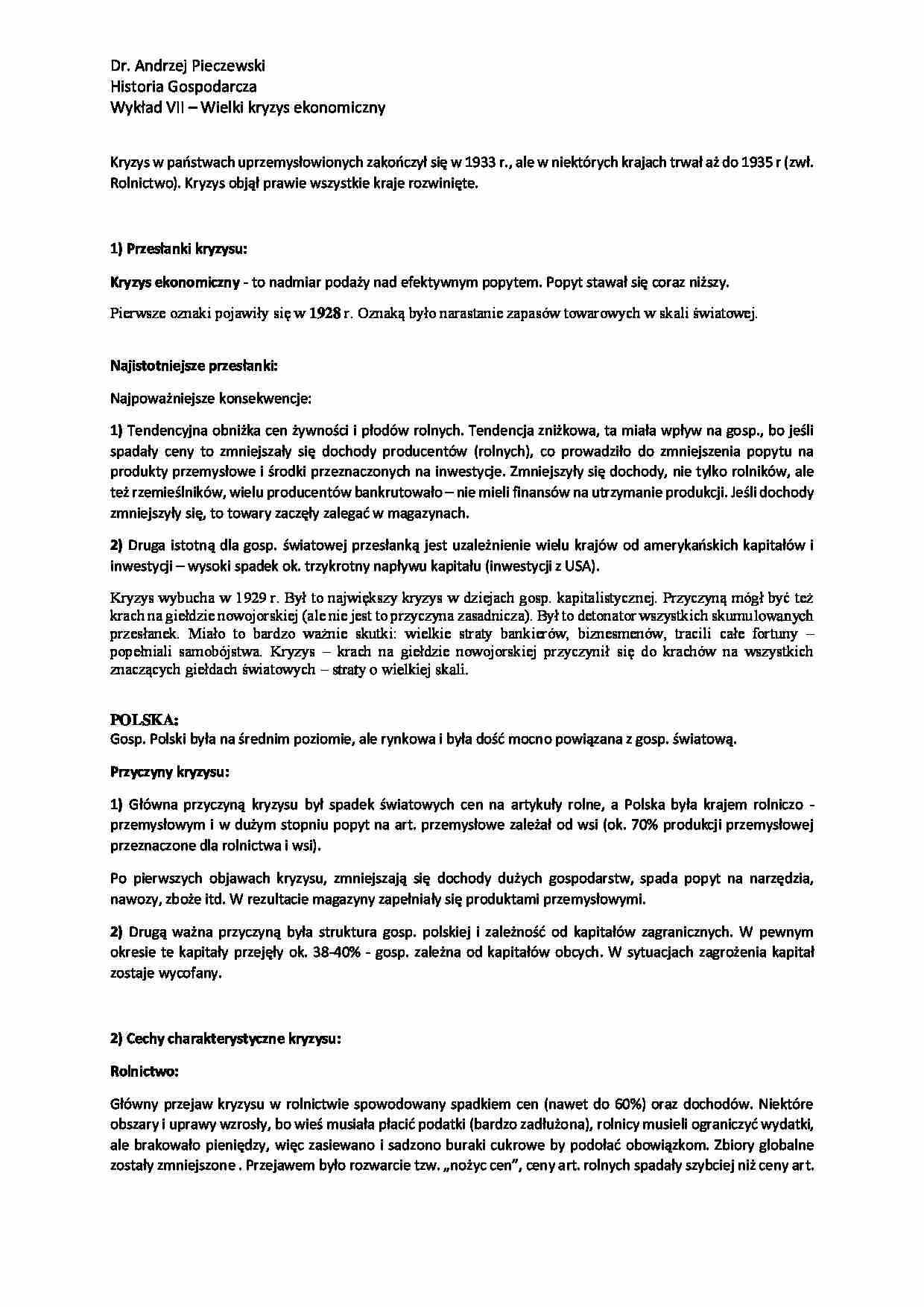  Wielki kryzys ekonomiczny-wykład - strona 1