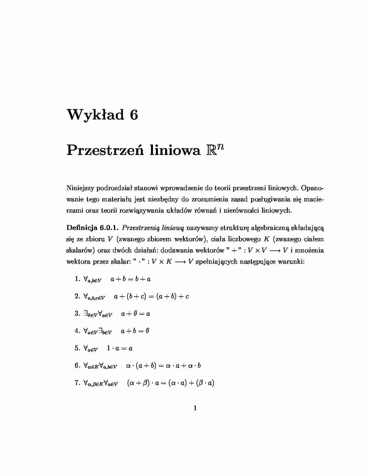 Przestrzeń liniowa-opracowanie - strona 1