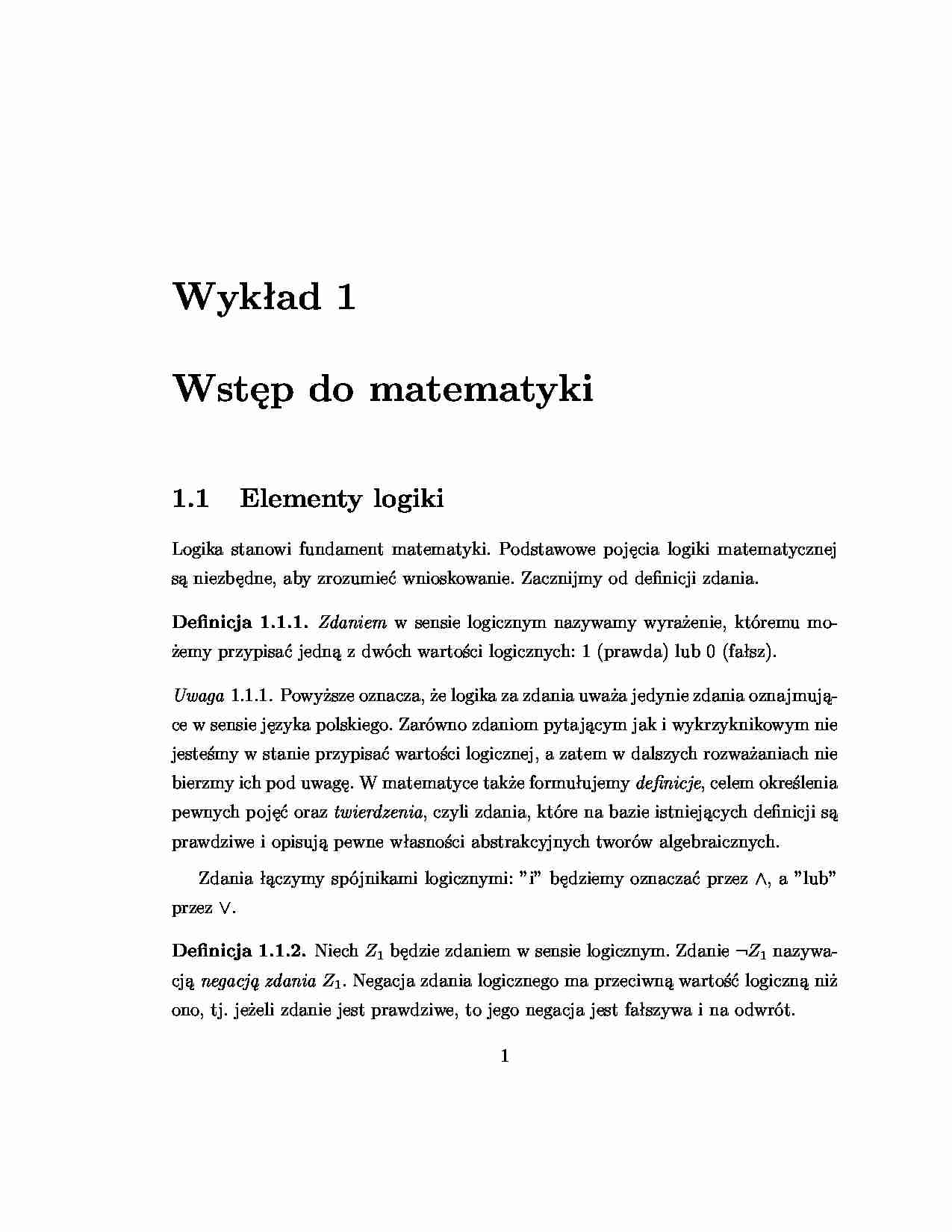 Wstęp do matematyki-opracowanie - strona 1