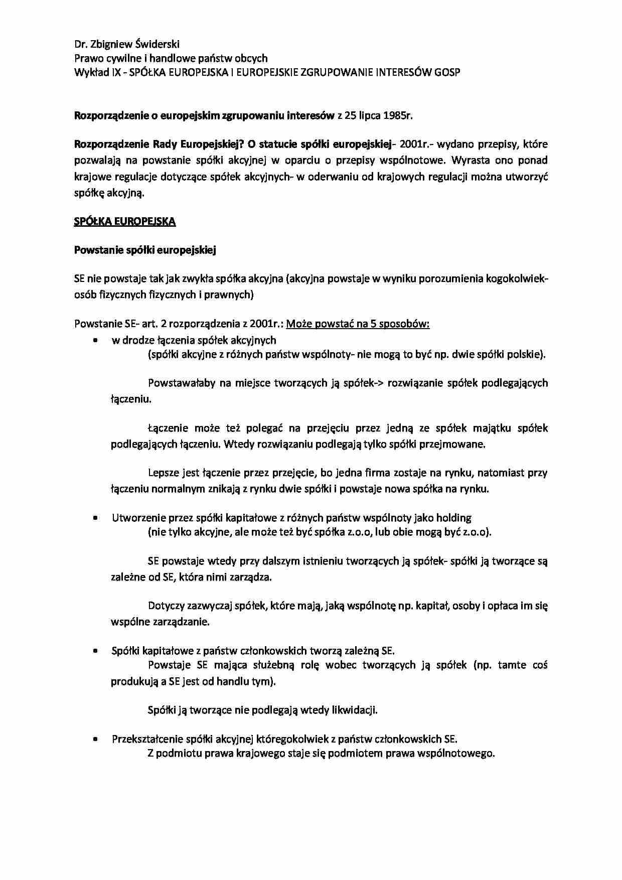 Spółka europejska - omówienie - strona 1