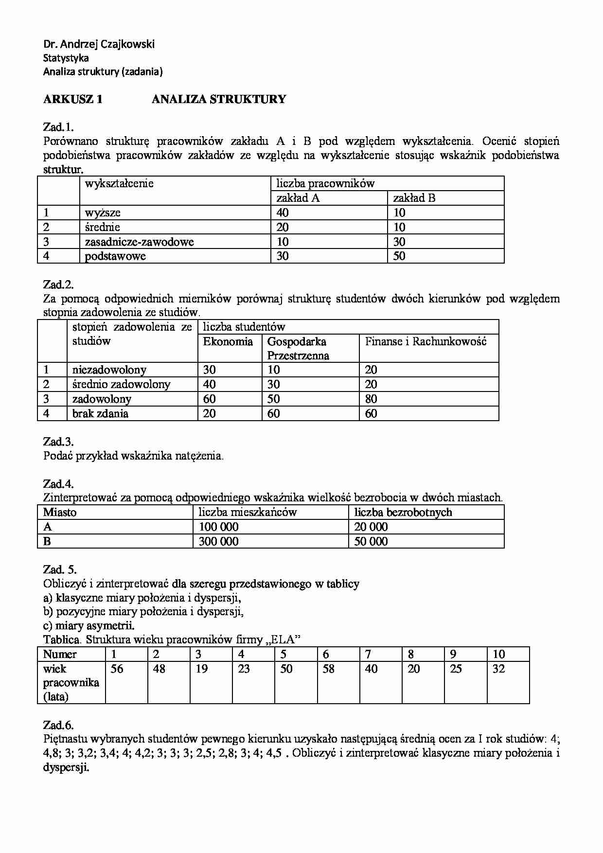  Analiza struktury (zadania) - strona 1