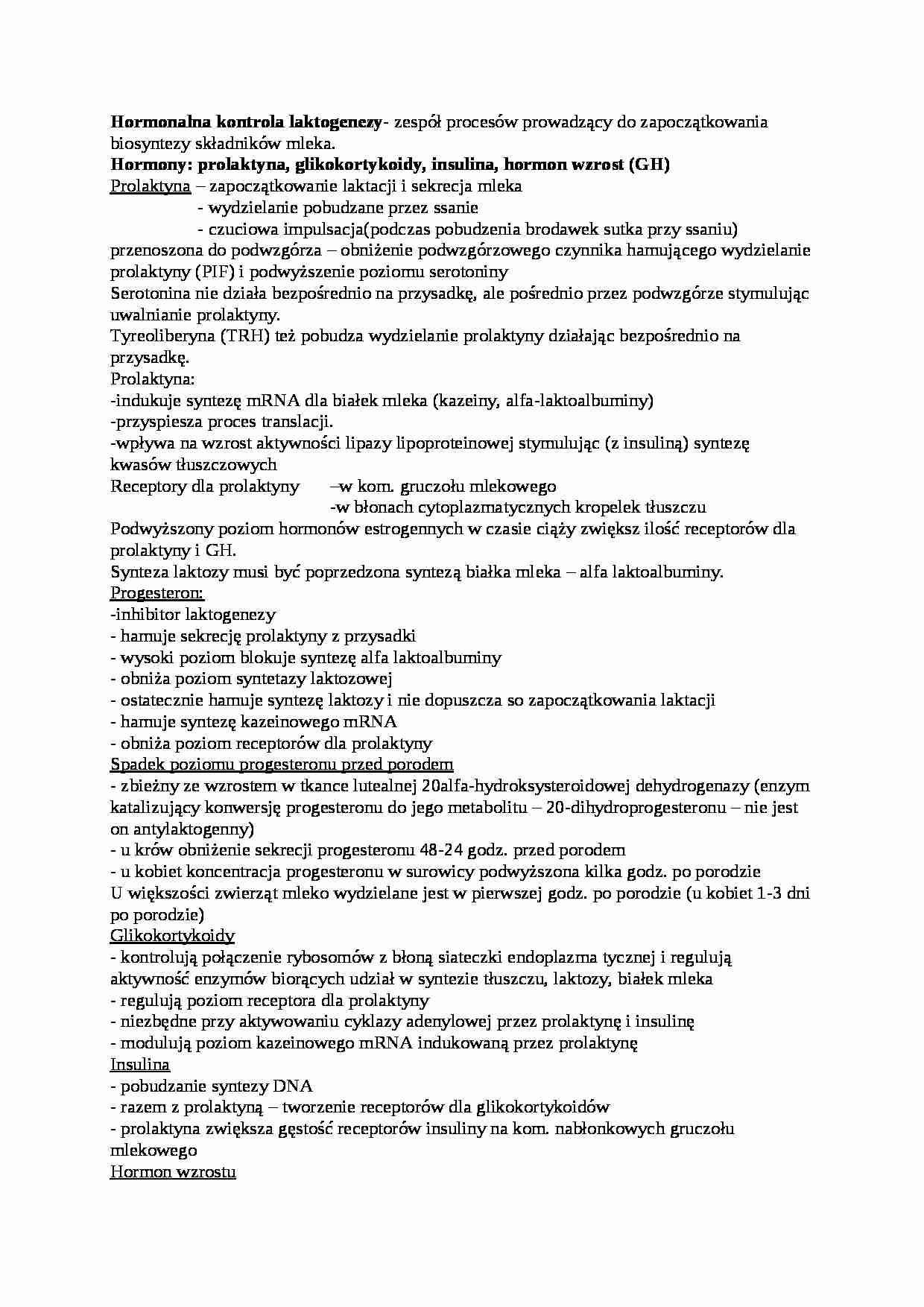 Hormonalna kontrola laktogenezy - omówienie - strona 1